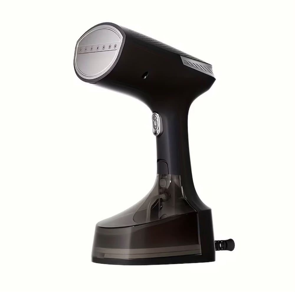 Black handheld garment steamer